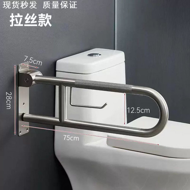 화장실 안전바 손잡이 욕실 노인 보조용품 장애인 지지대 변기, 1개, AP. 스테인리스 브러시드 75cm
