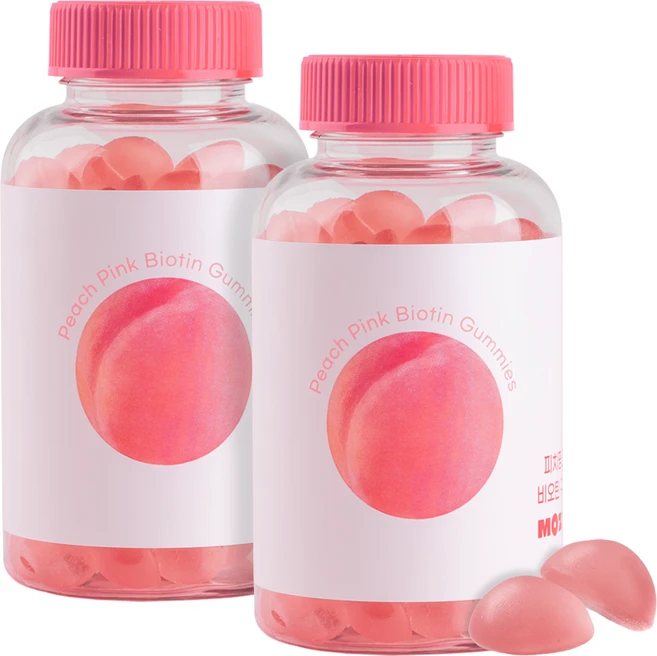 모지랩 피치핑크 비오틴 구미 30배 비오틴 젤리, 90회분, 2개 - 쿠팡