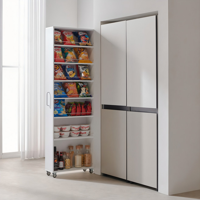 해피아이 컨실 냉장고틈새장 선반 틈새수납장 주방수납장, 화이트