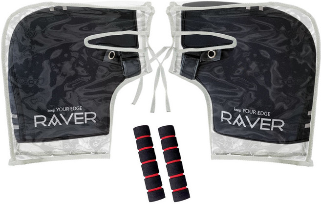 오토바이 방한장갑 RAVER 블랙+바이크핏 비닐커버+레버그립 좌우세트 겨울 핸들토시
