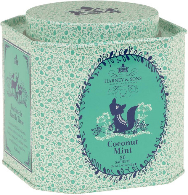하니앤손스 코코넛 민트 티 30개입 향 주머니 틴 케이스, 하니앤손스 코코넛 민트 티 30개입 향 주머니 틴 케이, 48g