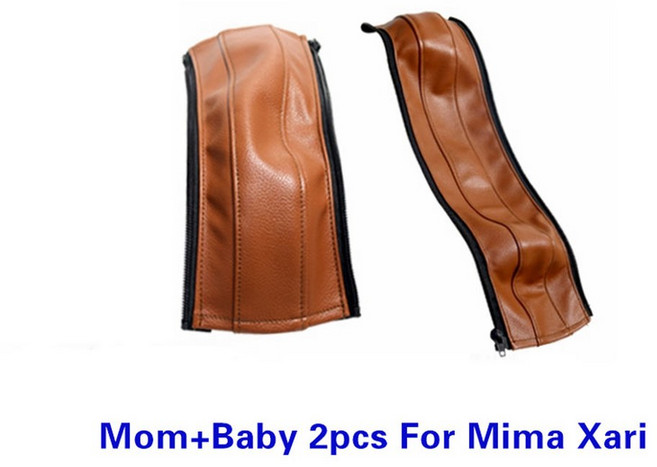 PU 가죽 손잡이 슬리브 커버 유모차 사리 바 유모차용 미마 팔걸이 보호 액세서리 케이스, mom baby 2PCS brown