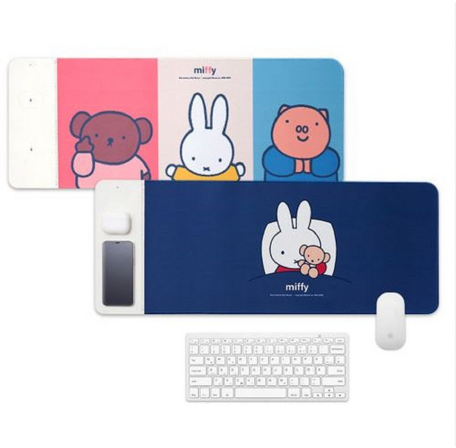 데이니즈 미피 듀얼 고속 무선충전 마우스패드, 파스텔, 1개
