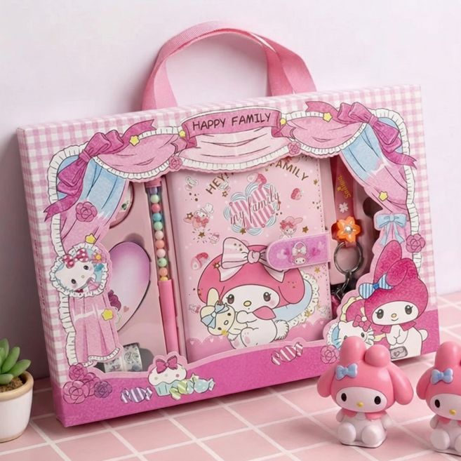 Soolink 생일선물 다이어리 꾸미기 메모지 스티커 다꾸 문구 DIY 마이멜로디 시나모롤 쿠로미, 1개, 핑크B