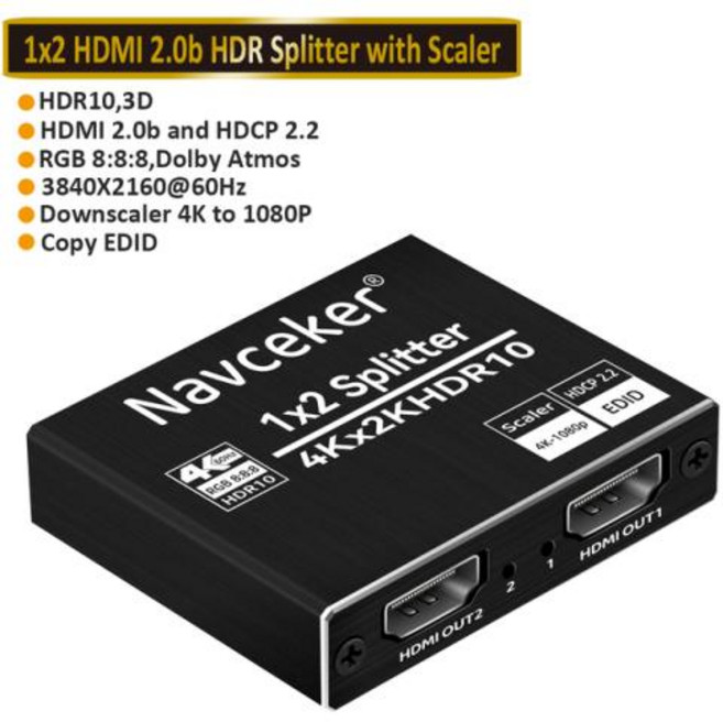 HDMI 앰프 스위치 HDR HDMI2.0 분배기 PS4 애플 TV XBox PS5 용 2023 베스트 4K HDMI 2.0 분배기 1 in 2 out, [03] UK  Power Plug, 01 ZY-HS20B_03 UK Power Plug, 3) ZY-HS20B - UK Power Plug