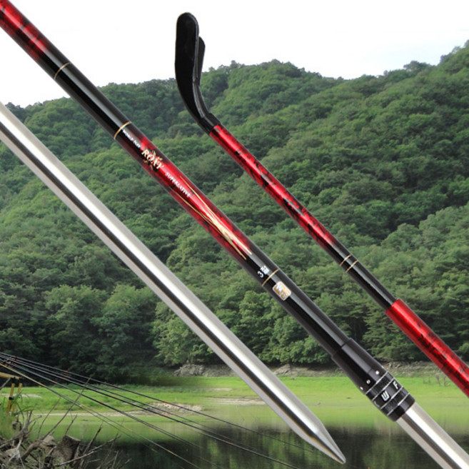 강원산업 록시 4절 민물받침대 민물낚시 앞받침대 앞꽂이 초경질 대물 카본받침대 4단 거치대, 레드