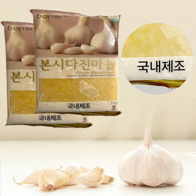 대용량 냉동 다진마늘 국내가공 업소용 식당용, 2개, 1kg