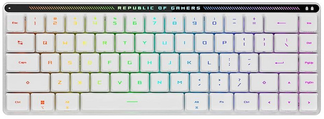 ASUS ROG Falchion RX 로우 프로파일 65% 무선 게이밍 키보드 레드 스위치 SpeedNova와의 트라이모드 연결 실리콘 댐핑 폼 터치 패널 및 MacOS, Falchion Low Profile, Blue Switch