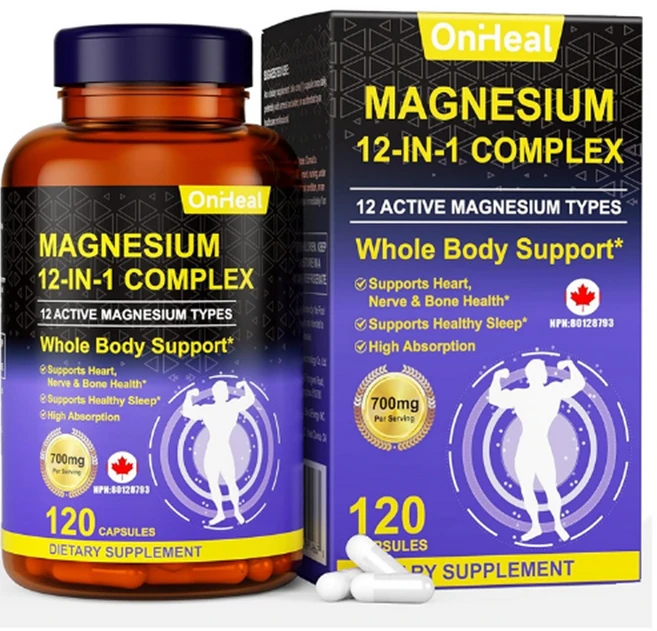 고효능 마그네슘 컴플렉스 700mg 12-in-1 수면도움 말레인산 트레온산 글리시네이트 캐나다 내수용, 1개, 120정 - 쿠팡