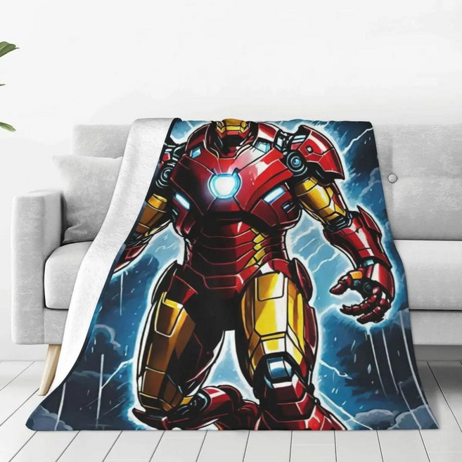 아이언 맨 영화 담요 양털 가을 플란넬 소파 자동차 침구 이불, A. 76x102cm, 4. 3, 1개