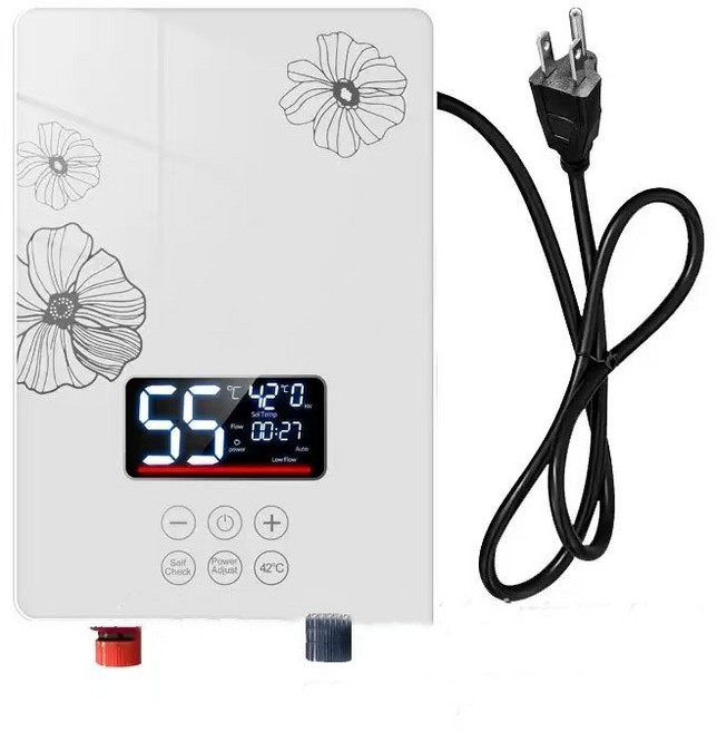 110V 瞬熱式電熱水器 恆溫變頻 智慧溫控 浴室淋浴熱水器, 白色,六檔恒温(110V3800W)