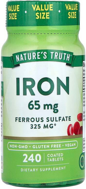 Nature's Truth 철분 황산제일철 65mg 코팅 정제 240정 Truth (네이처스 트루스), 1개