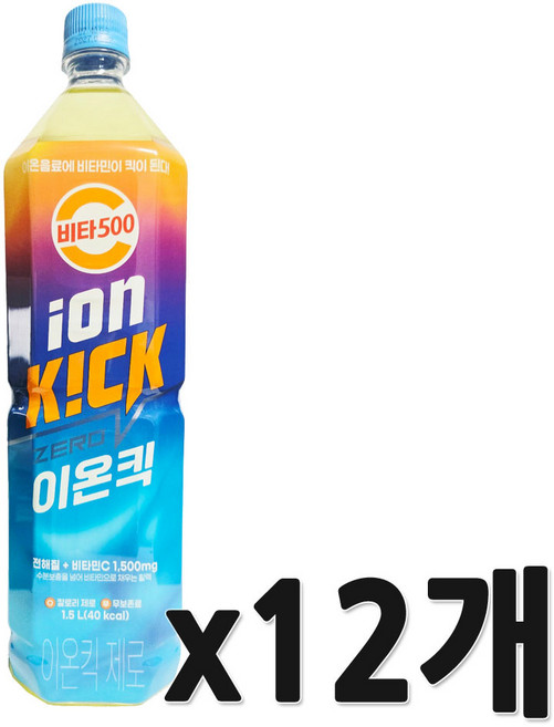 비타500 이온킥 제로 음료, 1.5L, 12개