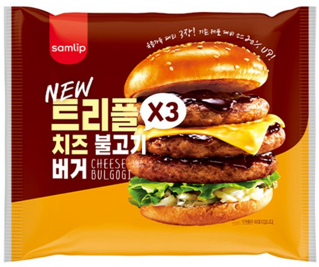 NEW 트리플 치즈 불고기 버거, 230g, 3개