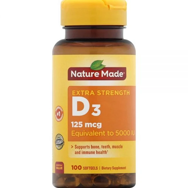 Nature Made 네이처메이드 비타민 D3 5000 IU 100개 소프트젤 영양제, 1개, 100정 - 쿠팡