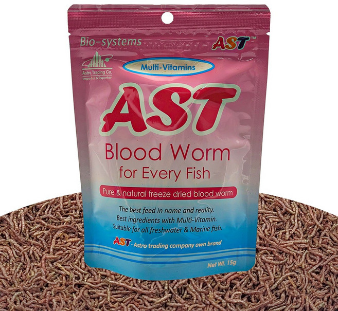 깨끗한 AST 건조 장구벌레 15g 리필용 지퍼백 건짱 블러드웜 구피 관상어 열대어 사료 먹이 밥, 1개