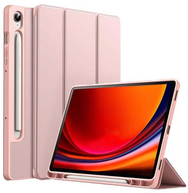 갤럭시탭S9 FE 플러스 울트라 호환 커버 S펜수납 케이스 SM-X510N X516N X610N X616N X710N X716N X810N X816N X910N X916 케이스나라, 핑크