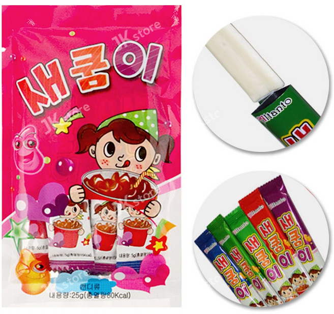 새쿰이 새콤달콤한 콜라 포도 딸기 오렌지맛 츄잉 캔디 스틱 카라멜, 25g, 14개