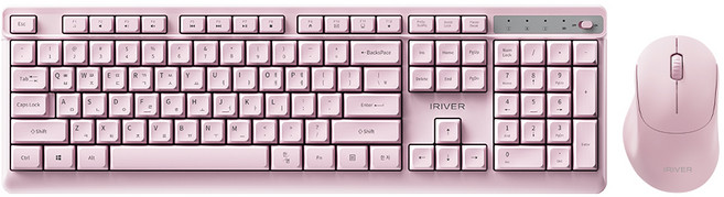 아이리버 항균처리 오피스 기어 생활방수 키스킨 저소음 무선키보드 + 무소음 마우스 세트, WS101, PINK, 일반형