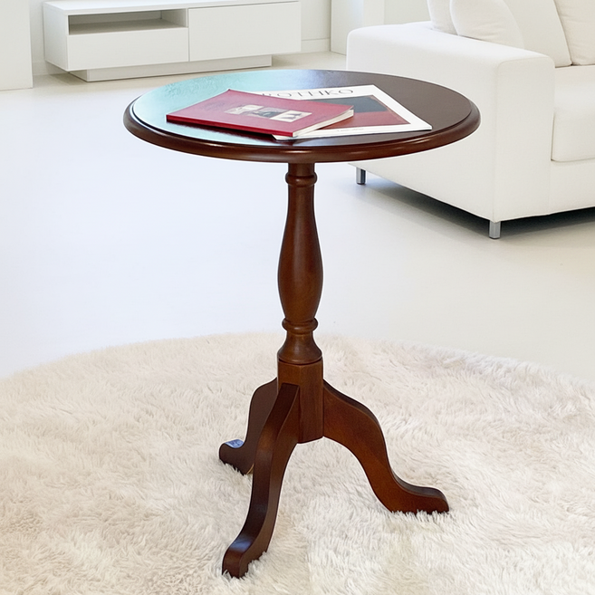 엔틱 레트로 원목 사이드테이블 나무 미니 원형 테이블 침대 협탁 베란다 JJ0116, 월넛