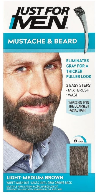 저스트포맨 브러시 인 컬러 젤 콧수염+턱수염용 M-30 라이트-미디엄 브라운 키트 1개 - 쿠팡