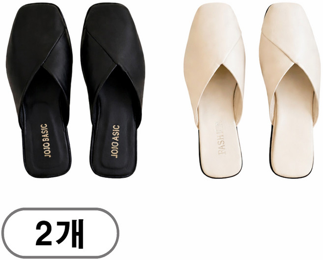 차쿠 여성 스퀘어 뮬 블로퍼 슬리퍼 1+1