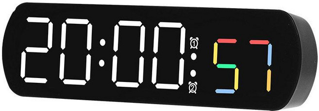 탁상용 전자시계 초단위 초시계 LED 컬러 거실 침실 블랙 화이트 빛, 블랙 케이스 그린 라이트