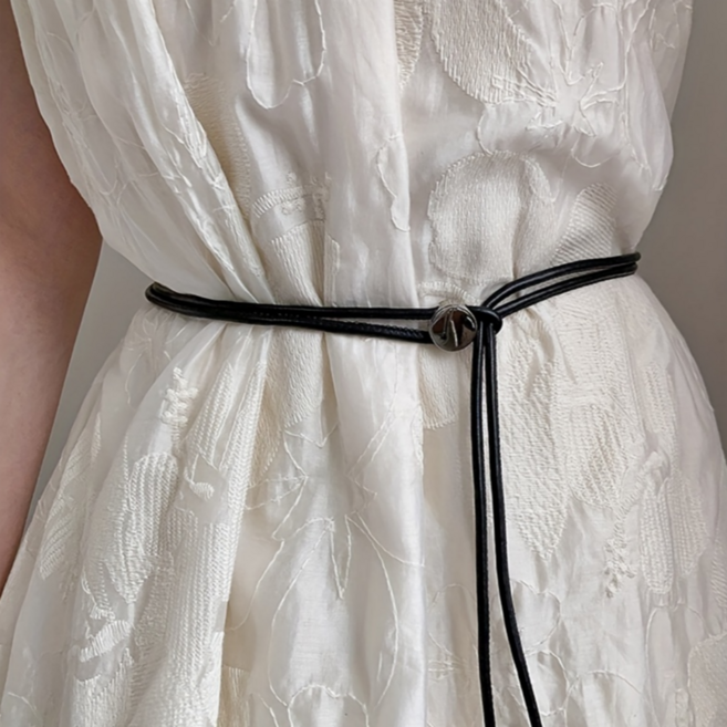 미니멀 스트링 레더 슬림 매듭 허리 끈 벨트