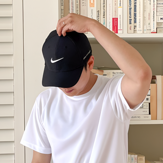 [오늘출발]나이키 남녀공용 모자 드라이핏 골프 러닝 테니스 스우시, 블랙, 58(M/L), 1개