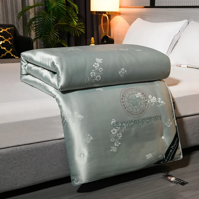 천연 100% 뽕나무 실크 이불 수제 진짜 실크 이불 봄 가을 이불 두꺼운 겨울 따뜻한 이불 가정 호텔 담요, 03 미국 트윈 XL, 02 Gray