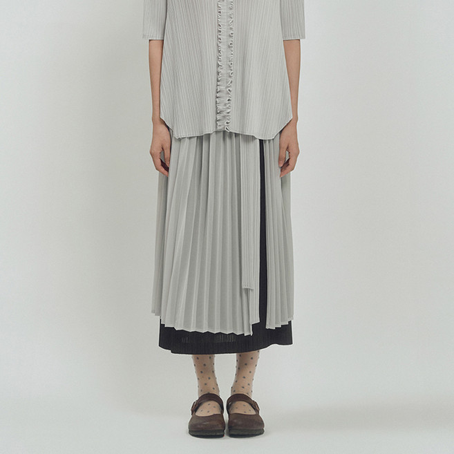 [피네플리츠] 레이어드 랩 스커트 (2 Color)