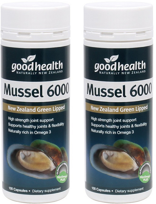 good health New Zealand Mussel 굿헬스 뉴질랜드 초록입홍합 글루코사민 6000mg 100캡슐 2팩, 100정, 2개