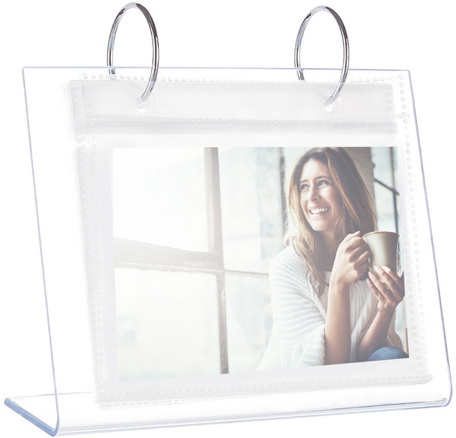 아크릴 탁상용 포토 앨범 5인치 스탠딩 플립 액자 34장 수납 168x53x160cm, 투명, 1
