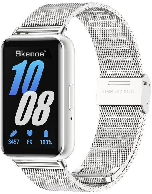 SKENOS 갤럭시 핏3 메탈스트랩 밀레니즈 루프 밴드 Galaxy Fit 3, 버클형, 실버, 1개