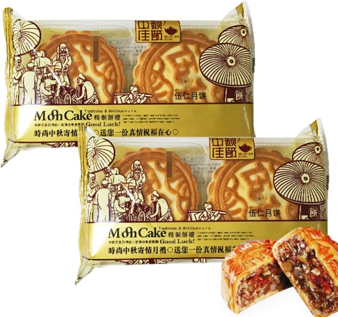 홍홍 중국식품 중국 월병 고소한 연변 오인월병 견과류 중국월병 전통 중국과자, 400g, 2개