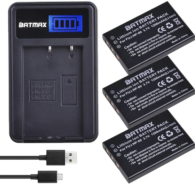 Batmax NP-60 NP60 배터리 1200mAh + FUJIFILM M603 F601 F410 F401 50i 줌 URC 호환 용품 원격 제어용 LCD