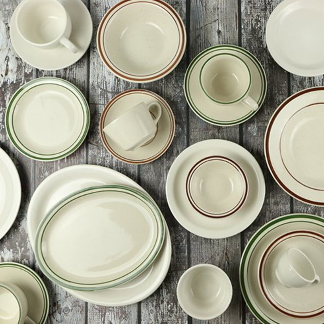 뉴욕 레트로 접시 커피잔 모음 플레이트 도자기, 선택44-타원접시브라운2호, 1개