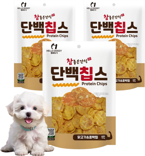 참좋은간식 단백칩스 강아지 바삭간식, 3개, 100g, 혼합맛(닭고기/호박)