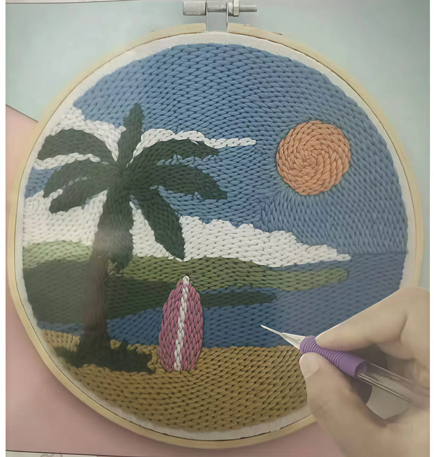 라온샵 펀치 니들 만들기 diy 세트, 해변, 1개