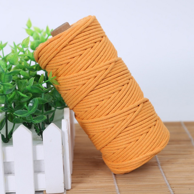 20米3mm包芯綿線 macrame 棉線 編織棉線 手工編織繩 綿繩 包芯綿線 包心棉繩 3mm, 1個, 13-金黃 3mm20米