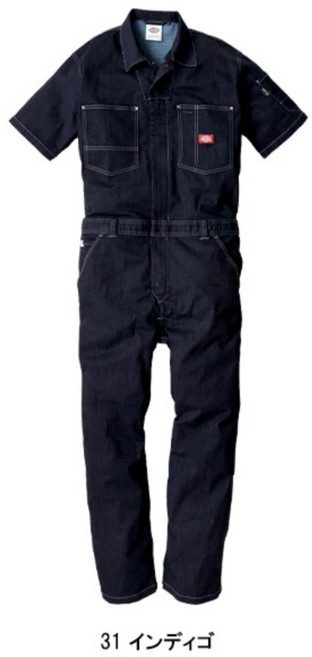디키즈 점프슈트 반팔 데님 스트레치 작업복 D-752