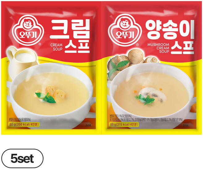 오뚜기 크림스프 80g 5개+양송이스프 80g 5개, 1세트, 800g