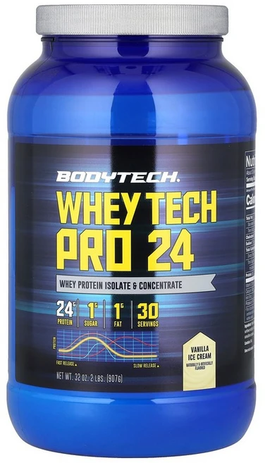 BodyTech Whey Tech Pro 24 Vanilla Ice Cream 2 lbs (907 g), 907 g, 907g, 1개 - 쿠팡