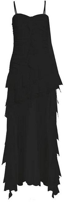 dala 法式荷葉邊拼接吊帶連衣裙, 黑色