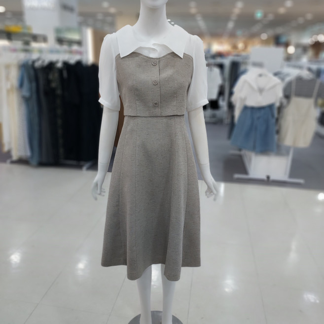 숲 여름 하객룩 상견례 2IN1 카라 롱 원피스 OC5OPQ3A