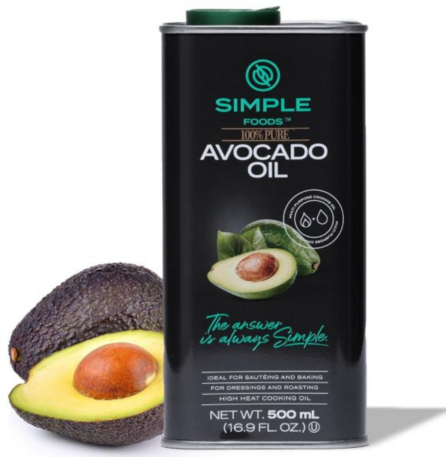 간단한 식품 아보카도 오일 - 100% 순수 비-유전자 변형 식품 고연점 순한 맛, 16.9 Fl Oz, 1개, 500ml