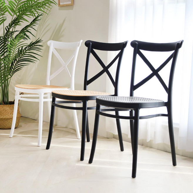 일루일루 르네 PP라탄 체어 3컬러 카페의자 야외의자 라탄의자 플라스틱의자 정원의자, 웜 블랙, 1개