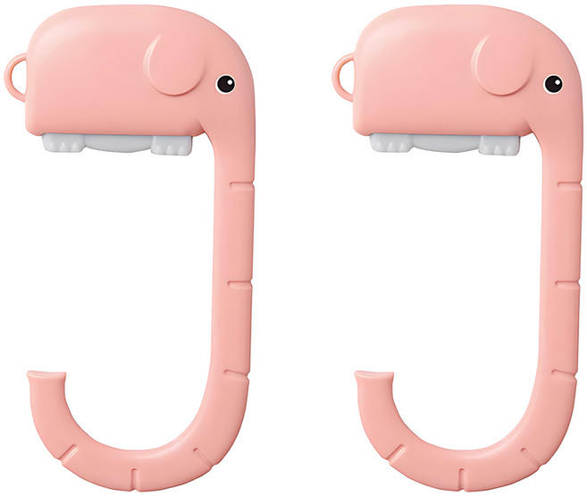 휴대용 코끼리 키링 가방 모자 걸이 후크, 핑크, 2개