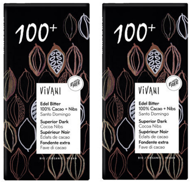 비바니 유기농 다크 100% 초콜릿, 2개, 80g