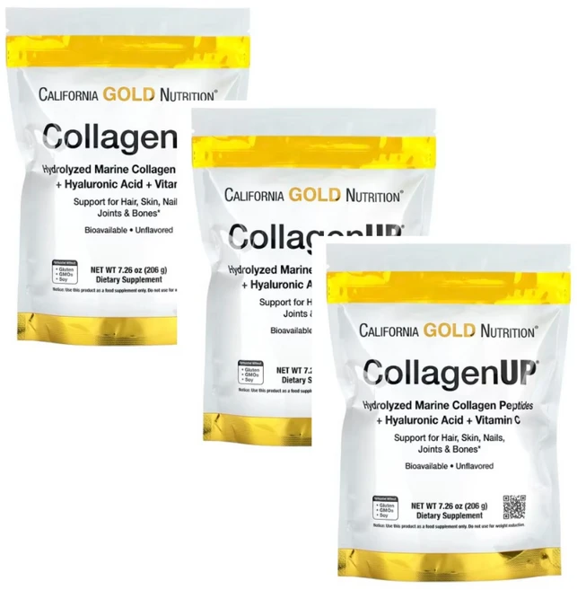 캘리포니아골드튜트리션 해양 마린 콜라겐 업 분말 파우더 가루 무맛 206 g 3개, 206g - 쿠팡